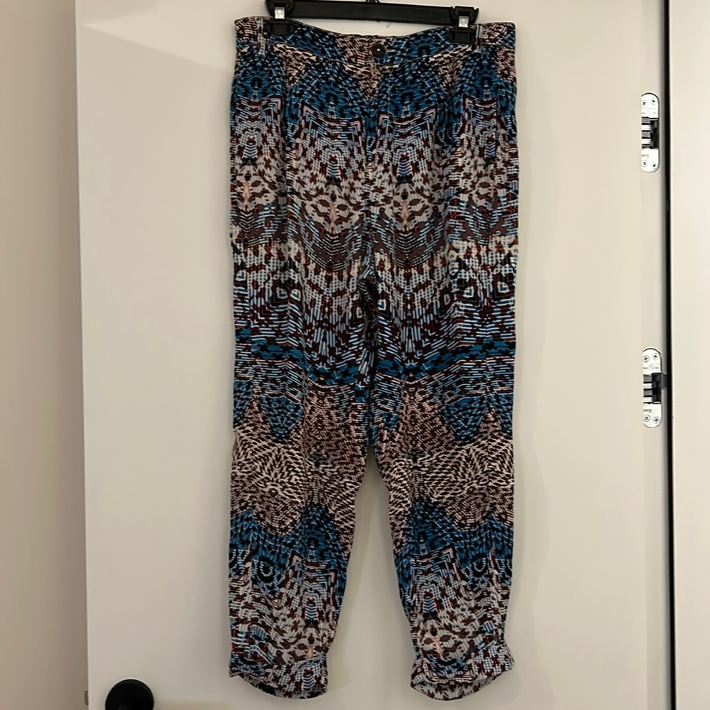 Anthropologie Elevenses Rayon Print Pants 10 EUC